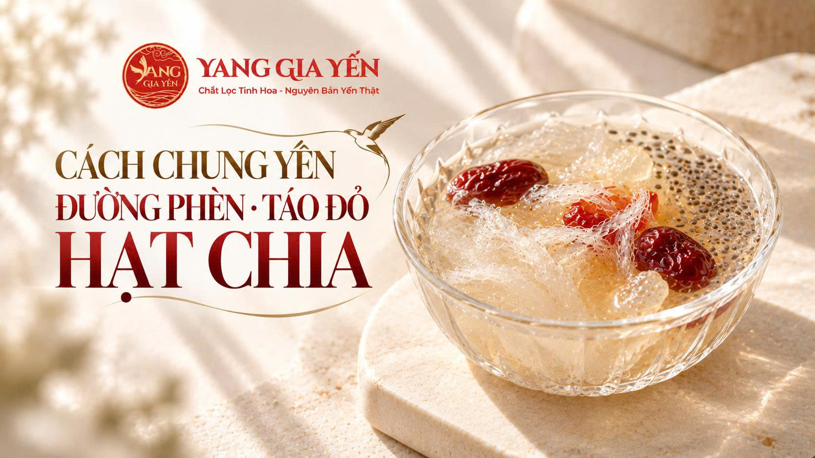 Cách chưng yến đường phèn táo đỏ hạt chia