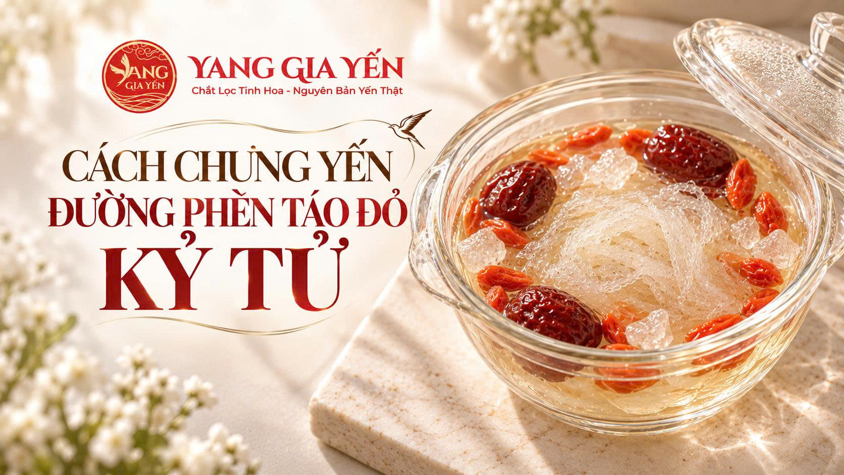 Cách chưng yến đường phèn táo đỏ kỷ tử Cách chưng yến đường phèn táo đỏ kỷ tử