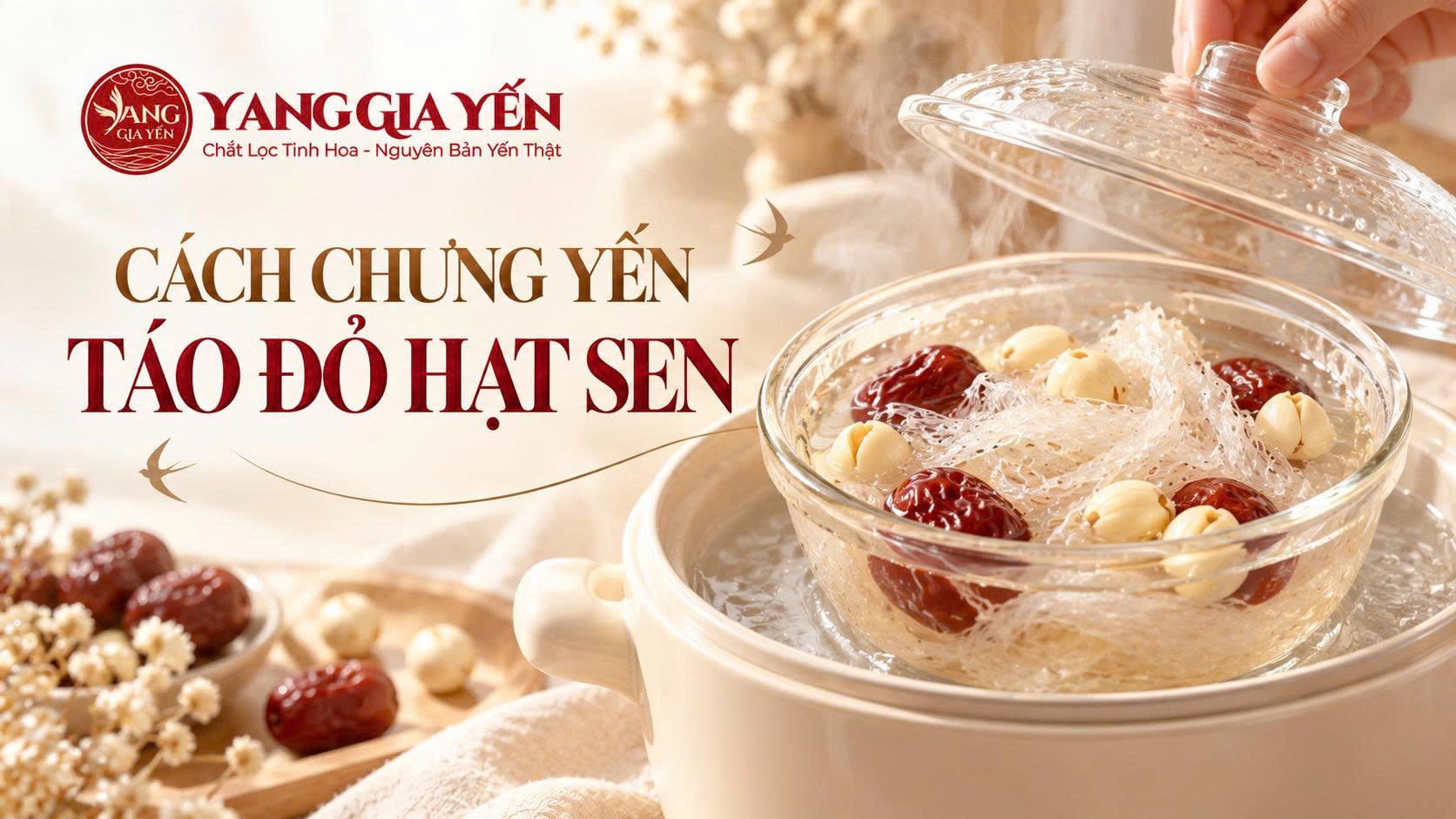 Cách chưng yến táo đỏ hạt sen Cách chưng yến táo đỏ hạt sen