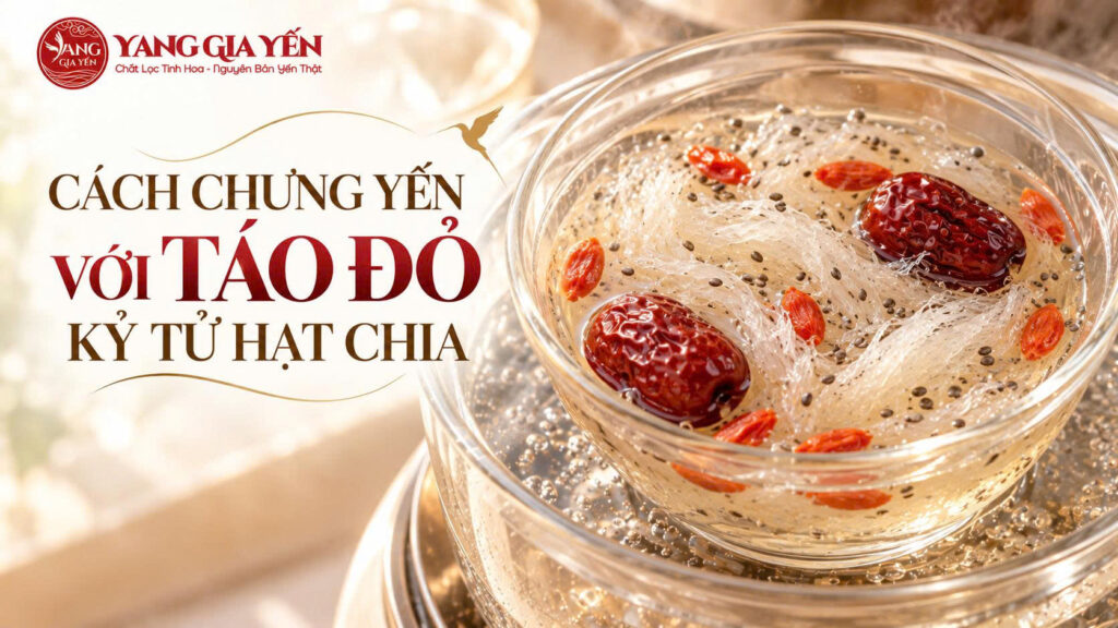 Cách chưng yến với táo đỏ kỷ tử hạt chia